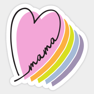 pastel rainbow heart mama design line art rainbow heart letters mothers day gift for moms Sticker